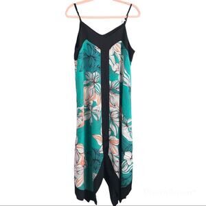 Zia Floral Dress tropical print green and black